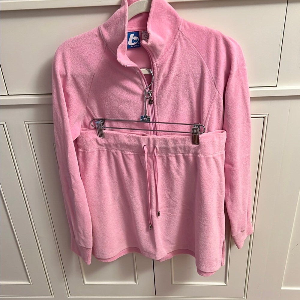 Pink Swim Coverup with Soft Material and Standing Collar